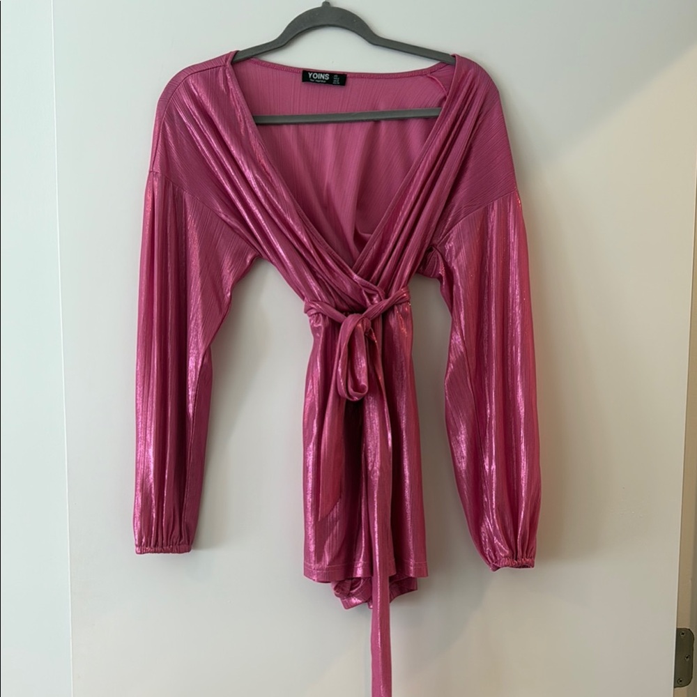 Pink Shimmer Long Sleeve Romper